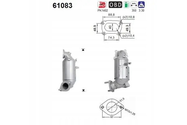 CATALYST EURO EMISSION 6 61083 AS HYUNDAI KIA Packaging status original