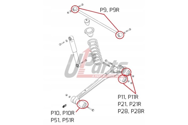 Polybusze Suzuki Jimny III from 1998 eccentric control arm bushings set 80ShA Catalog number of the part P3 10R komplet mimosrod