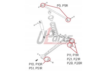 Polybusze Suzuki Jimny III from 1998 eccentric control arm bushings set 80ShA Catalog number of the part P3 10R komplet mimosrod