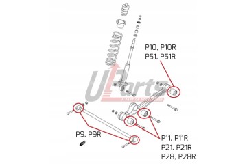 Polybusze Suzuki Jimny III from 1998 eccentric control arm bushings set 80ShA Part manufacturer Kalgum