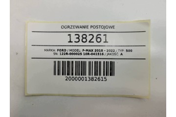 PARKING HEATER WEBASTO AIRTRONIC FORD F MAX 122R 000025 10R 041516 Version European