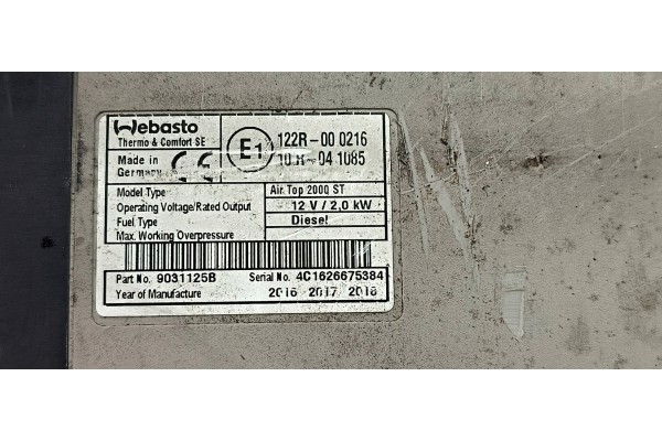 Calefactor Webasto 9031125B Opel Movano II
