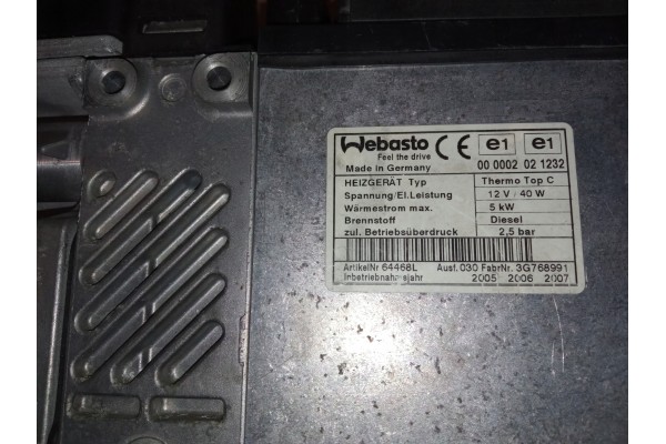 Webasto Thermo Top C 5kW DIESEL set dedicated to Opel Vectra C Catalog number of the part zestaw webasto opel vectra c