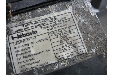 Parking heater Webasto VW PHAETON 3D0815005H Part manufacturer Webasto