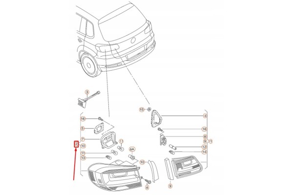 VOLKSWAGEN TIGUAN 5N MK1 Rear lamp exterior left 5N0945095ORIGINAL Catalog number of the part 5N0945095R