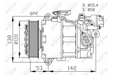 AIR CONDITIONING COMPRESSOR NRF 32463 Catalog number of the part 64529182793 91
