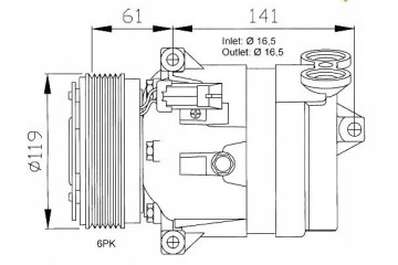 AIR CONDITIONING COMPRESSOR B 95 02 NRF Product weight with unit packaging 8 kg