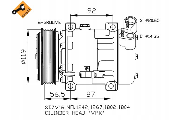 AIR CONDITIONING COMPRESSOR TYPE SANDEN C C5 01 04 BERLINGO 08 XSARA XSARA PI Catalog number of the part 32270