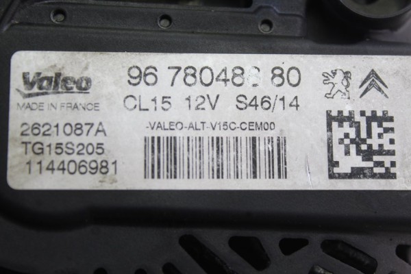 9678048880  ALTERNADOR CITROEN BERLINGO COMBI X 2015 9678048880 212915 CITROEN - 3