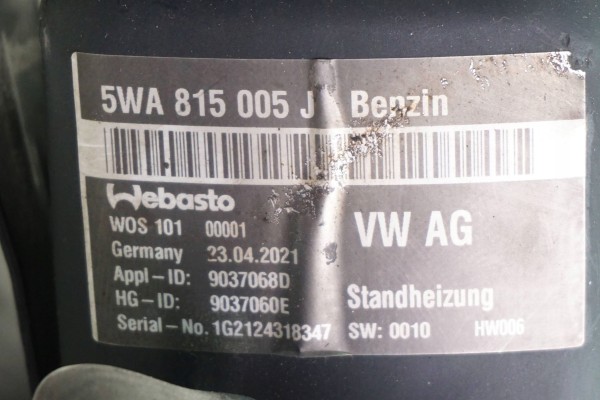 PARKING HEATER WEBASTO VW SKODA SEAT AUDI 5WA815005J Version European