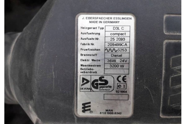 Calefactor estacionario Eberspacher D3LC 3.2 para Man Tga nuevo 3