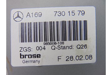 A1697301579 ELEVALUNAS TRASERO IZQUIERDO MERCEDES-BENZ CLASE B (BM 245)