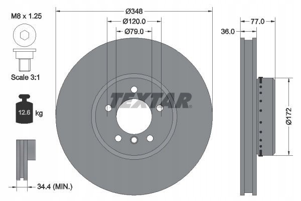 TEXTAR 92182425 BRAKE DISC BMW P 5 6 3 0 D 4 8 04 10 Part manufacturer Textar