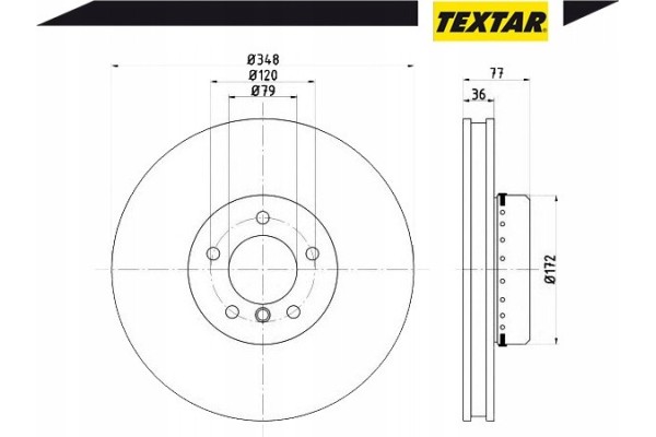 TEXTAR 92182425 BRAKE DISC BMW P 5 6 3 0 D 4 8 04 10 Installation side front