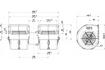 BLOWER SPAL 009 A40 22 DOUBLE 12V 3 GEARS 335x146x164mm Part manufacturer Spal