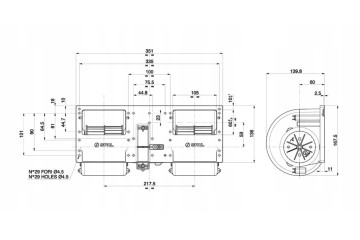 BLOWER DOUBLE FAN SPAL 006 A39 22 12V Packaging status original