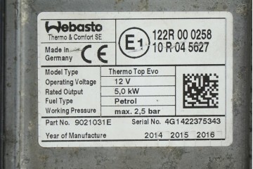 PARKING HEATER WEBASTO TOYOTA RAV 4 9021031E Catalog number of the part 9021031E