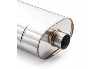Universal elliptical silencer E004 400 mm 63 5 mm with embossing Quality of parts according to GVO Q original with factory logo 