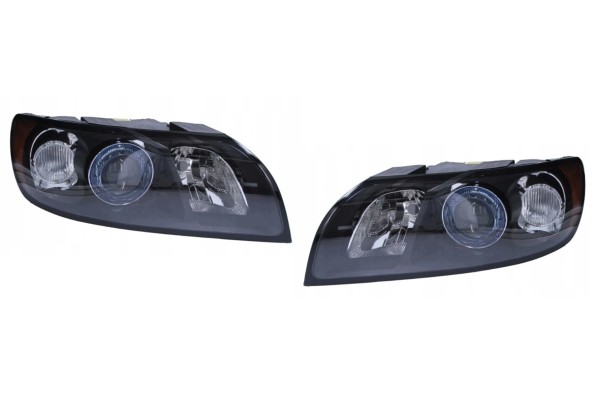 Headlights Lamps Front set Xenon Depo Black Volvo S40 S 40 II 2 2003 2007