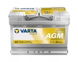 CAR BATTERY VARTA SILVER AGM E39 START STOP 70AH 760A A7