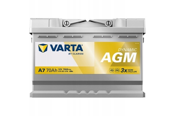 CAR BATTERY VARTA SILVER AGM E39 START STOP 70AH 760A A7 Catalog number of the part 570901076K262