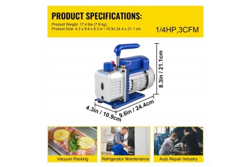 Pompa prozniowa 3CFM 1 4HP z manometrem do klimatyzacji HVAC EAN GTIN 757077443734