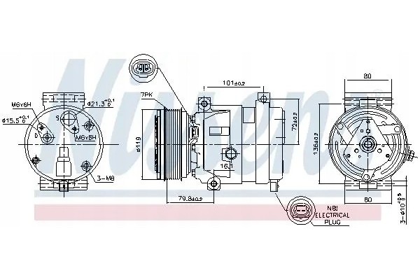 Compresor de aire acondicionado Nissens 89267 usado 7