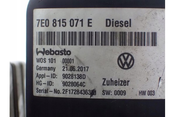 Calefactor estacionario Webasto 7E0815071E VW Transporter T6 2.0 TDI 2018 usado 9