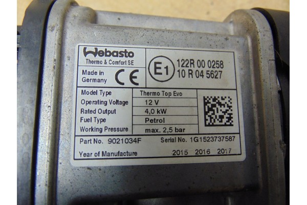 Calefactor Webasto Thermo Top Evo 4 KW gasolina 43h de funcionamiento usado 11
