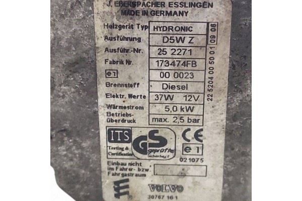 Calefactor estacionario (Webasto) Volvo S40 30767161 usado 5
