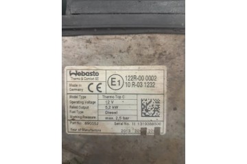 Webasto for CITROEN BERLINGO B9 1 6L Diesel 66kW 2013 Part Number 122R000002 Catalog number of substitutes 10R031232