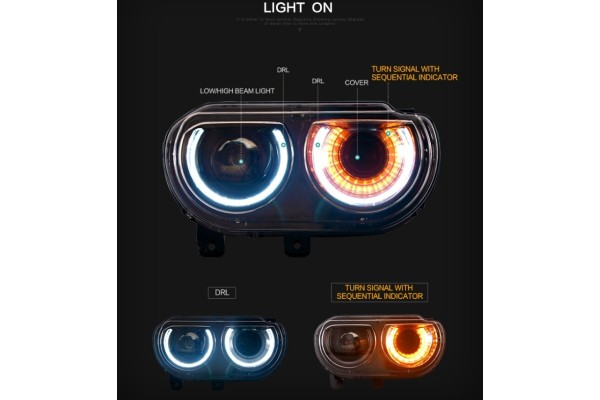Lámparas LED delanteras izquierda y derecha para Dodge Challenger 2008-2014 Vland usado 6