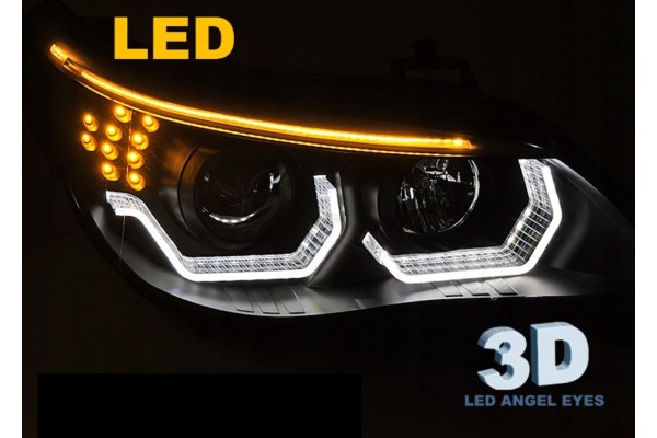Faros delanteros Angel Eyes BMW E60 E61 03-07 Negro usado 3