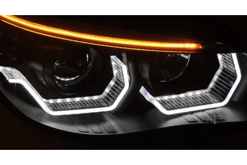 BMW 5 E60 E61 2003 2007 front lamps black ring LED 3D DTM lens H7 Installation side left right