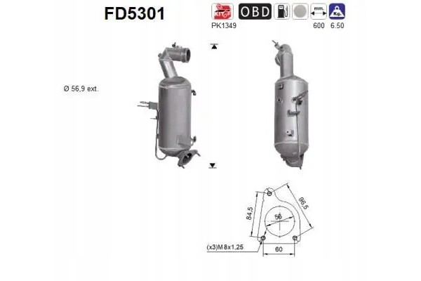 Filtro de partículas / filtro de hollín FD5301 para sistema de escape usado 2