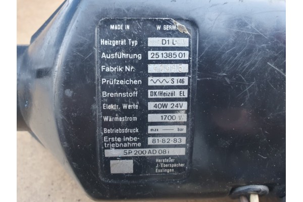 Calefactor Webasto D1L, Número de pieza 25138501 usado 2