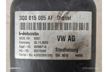 Parking heater Webasto Volkswagen PASSAT B8 3Q0815005AF Catalog number of the original 9039671A