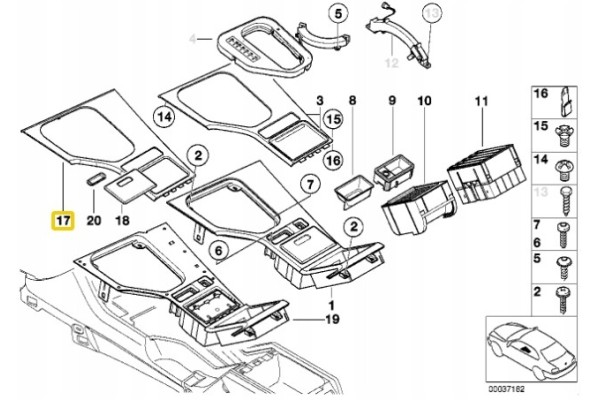 Base de consola central BMW 5 E39 51168157455 nuevo 5