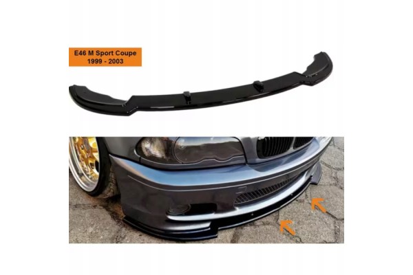 Labio delantero para parachoques BMW E46 M Sport 99-03 en negro piano ABS plástico usado 6