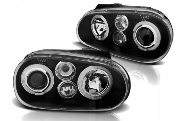 Headlight Lamp Set Lenticular Black Tuning VW Golf IV 4 1j 1998 04 Part manufacturer Junyan