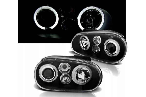 Headlight Lamp Set Lenticular Black Tuning VW Golf IV 4 1j 1998 04 Installation side left right