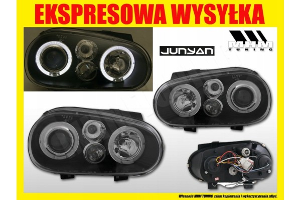 Headlight Lamp Set Lenticular Black Tuning VW Golf IV 4 1j 1998 04 Type of low beam headlights traditional halogen