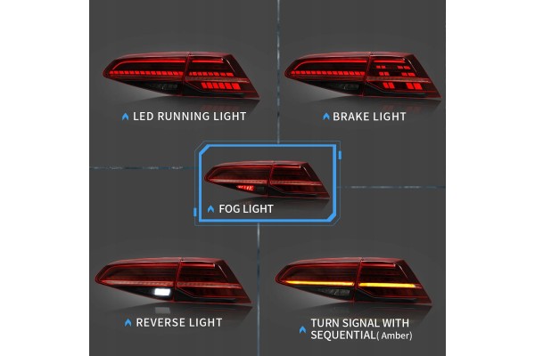 Luces traseras LED dedicadas Net-Cars para VW Golf 7 2012-2019 con bombillas usado 9