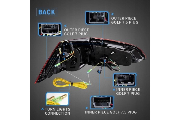 Luces traseras LED dedicadas Net-Cars para VW Golf 7 2012-2019 con bom