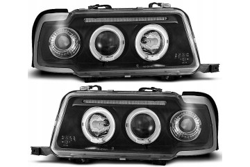 Headlights Lamps set Rings Angel Eyes Led Diodes Black Audi 80 B4 1991 1996