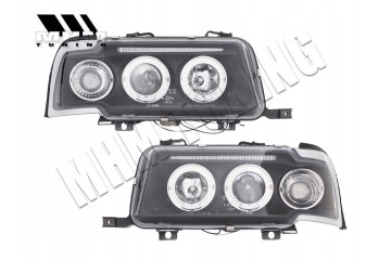 Headlights Lamps set Rings Angel Eyes Led Diodes Black Audi 80 B4 1991 1996 Catalog number of the part LPAU30