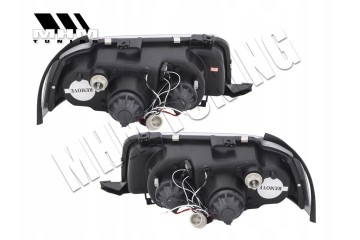 Headlights Lamps set Rings Angel Eyes Led Diodes Black Audi 80 B4 1991 1996 Part manufacturer Junyan
