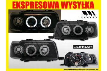 Headlights Lamps set Rings Angel Eyes Led Diodes Black Audi 80 B4 1991 1996 Installation side left right