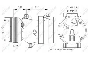 COMPRESSOR AIR CONDITIONING COMPRESSOR 32102 NRF NISSAN Part manufacturer NRF