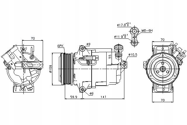 Compresor de aire acondicionado Nissens 89041 usado 9